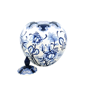 Bloom No.2 Mavi Beyaz Çini Küp | 30 cm