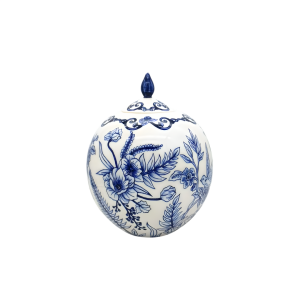 Bloom No.3 Mavi Beyaz Çini Küp | 25 cm