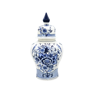 Floral Mavi Beyaz Çini Küp | 35 cm