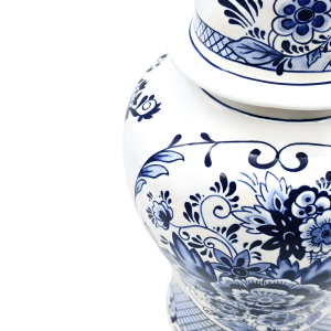 Floral Mavi Beyaz Çini Küp | 35 cm