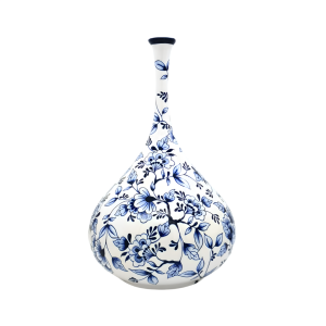 Ivy Mavi Beyaz Çini Vazo | 40 cm