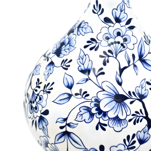 Ivy Mavi Beyaz Çini Vazo | 40 cm