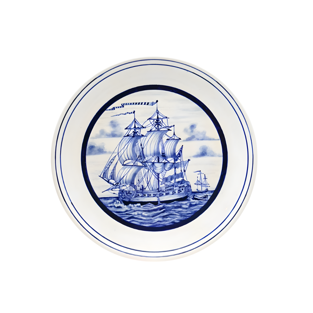 Voyage Mavi Beyaz Çini Tabak | 30 cm
