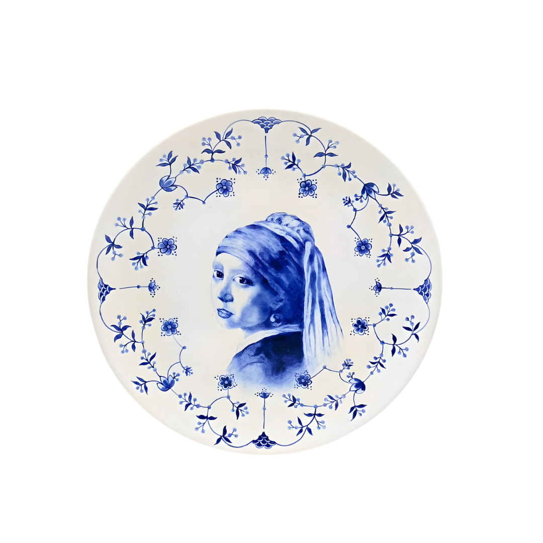 Pearl Mavi Beyaz Çini Tabak | 30 cm