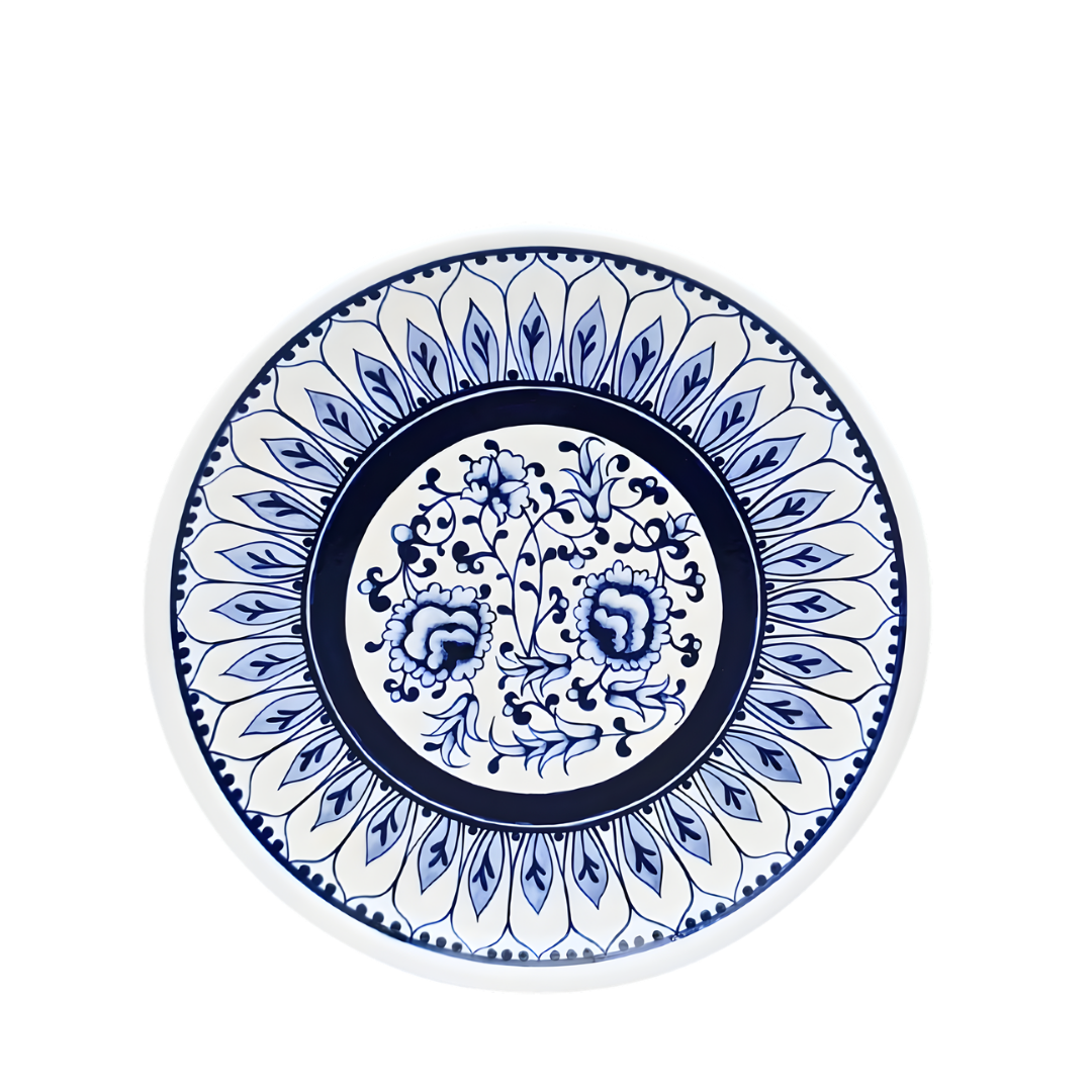 Lace No.1 Mavi Beyaz Çini Tabak | 25 cm
