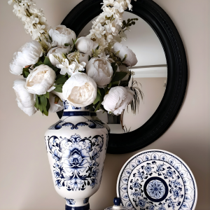 Lace No.2 Mavi Beyaz Çini Tabak | 25 cm