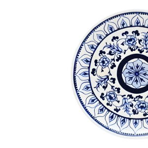 Lace No.2 Mavi Beyaz Çini Tabak | 25 cm