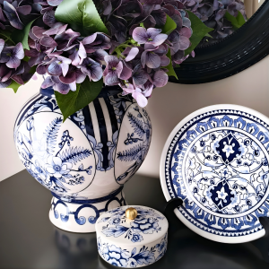 Lace No.3 Mavi Beyaz Çini Tabak | 22 cm