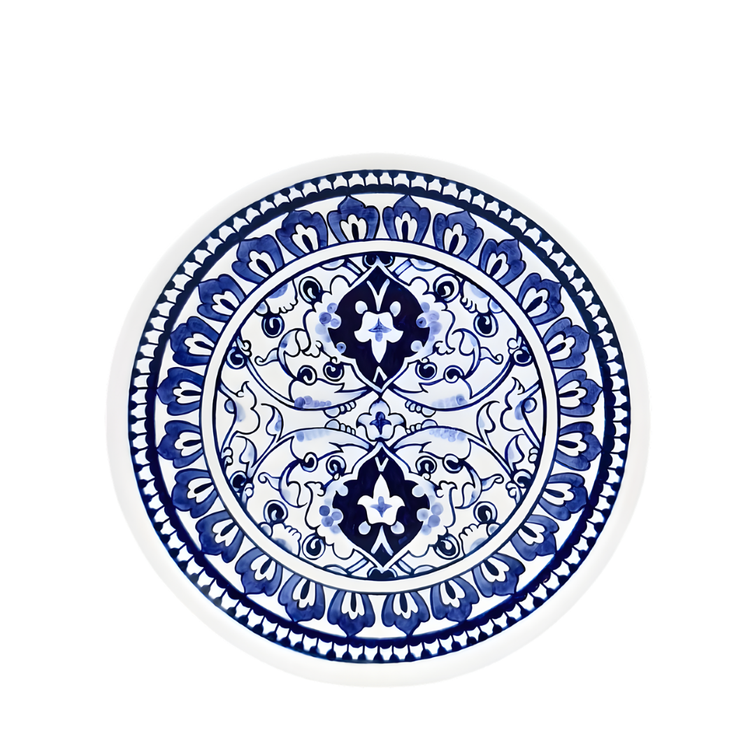 Lace No.3 Mavi Beyaz Çini Tabak | 22 cm