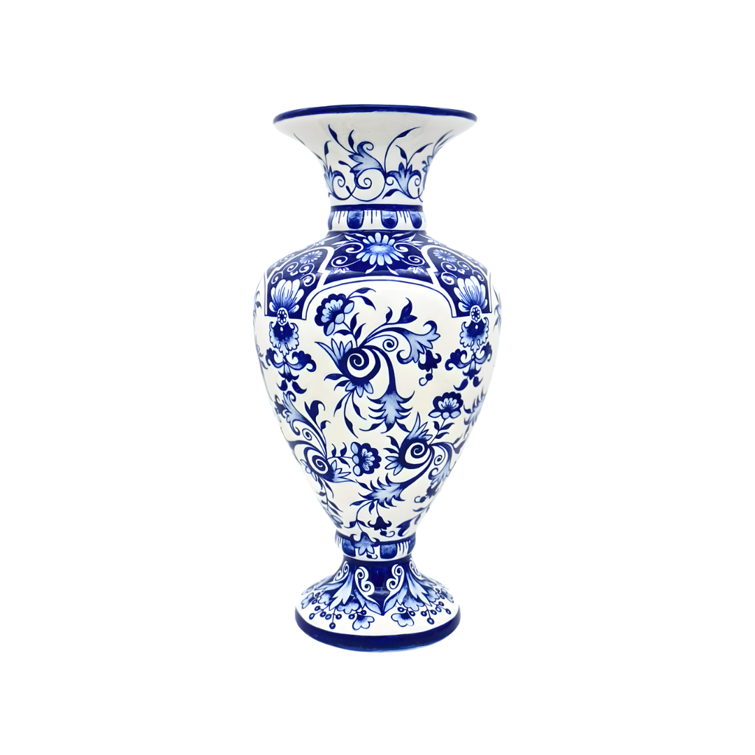 Dense Mavi Beyaz Çini Vazo | 35 cm