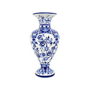 Dense Mavi Beyaz Çini Vazo | 35 cm