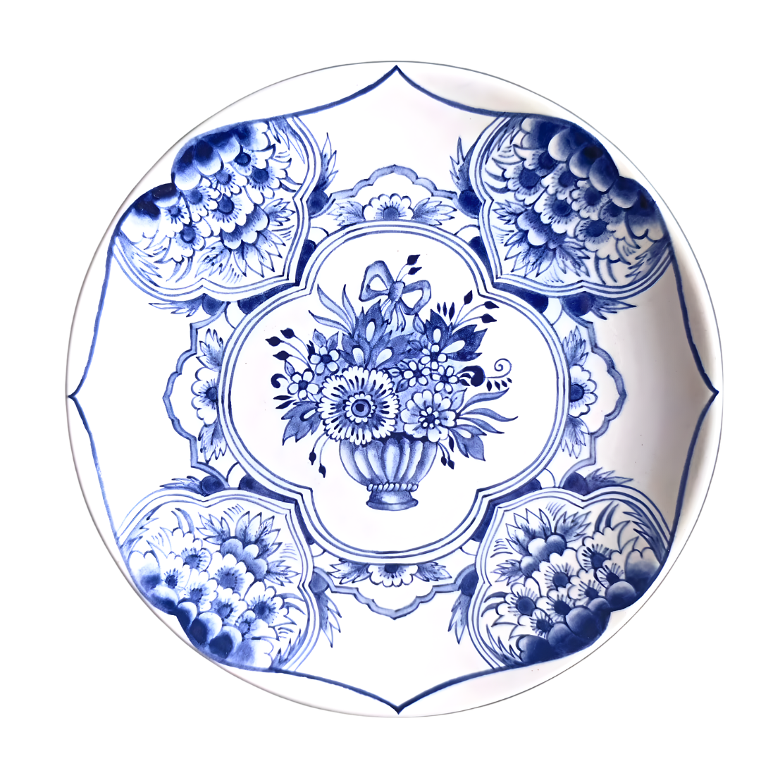 Glen Mavi Beyaz Çini Tabak | 18 cm