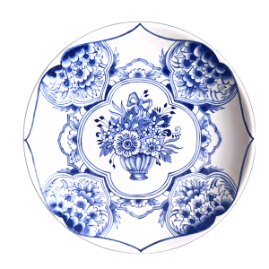 Glen Mavi Beyaz Çini Tabak | 18 cm