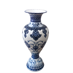 Noble Mavi Beyaz Çini Vazo | 60 cm