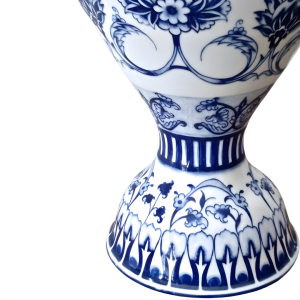 Noble Mavi Beyaz Çini Vazo | 60 cm