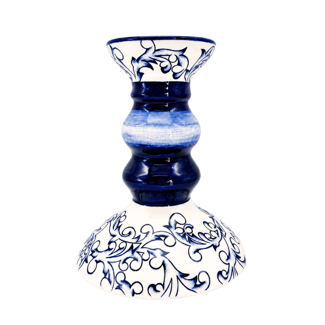 Light No.3 Mavi Beyaz Çini Şamdan | 20 cm